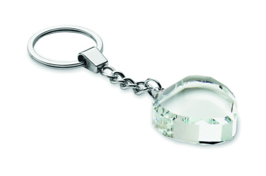 Logo trade promotional giveaway photo of: Glass heart award key ring
